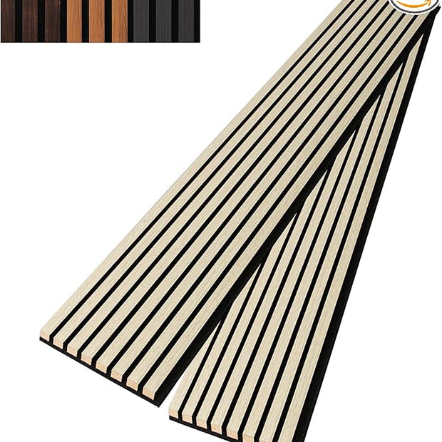 Art3dwallpanels Wood Slat Wall Panel, 108'' x 13'' Wood Panels for Wall 2 Pack 3D Soundproof Wall Panels, Large Acoustic Panels Sound Absorbing for Interior Ceiling and Wall Decor Noise Reduction,Oak