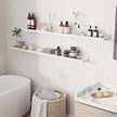 RICHFOCUS Floating Shelves for Wall, 55 inch Solid Wood Picture Ledge Shelf for Wall Storage, Nursery Book Shelves with Lip for Living Room Bathroom Bedroom Kitchen, Set of 2, Washed White