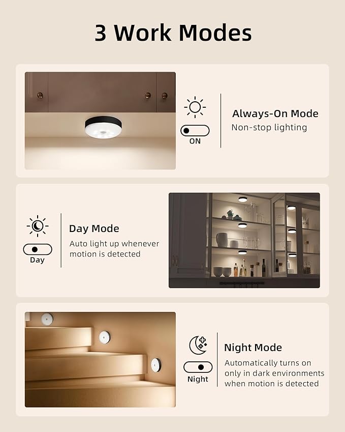EZVALO Under Cabinet Lighting with Charging Station,1000mAh Rechargeable Puck Lights with Remote, 3 Color Temps & 12 RGB Closet Lights, Dimmable Motion Sensor Lights for Shelf, Kitchen (3 Packs)