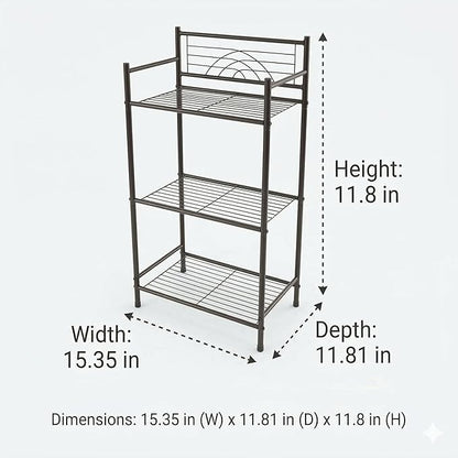 Bath Bliss 3 Tier Storage Shelf | Freestanding | Dimensions: 17.3"x 10.6"x 35.8 | Free Standing | Rust Resistant | Bathroom Storage | Easy to Assemble