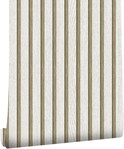 Wallpaper Peel and Stick Wood Grating Stripe Self-Adhesive Wallpaper Faux Wood Contact Paper Wood Slats Self Adhesive Wall Paper PVC Vinyl Film Removable Waterproof (Wood C, 17.3" x 118")
