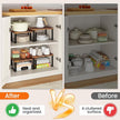 HOOBRO Cabinet Organizer Shelf Set of 4, Kitchen Counter Organizer, Kitchen Storage, Spice Rack, Nest, Stackable, Side-by-Side & L-Shape for Cabinet, Kitchen, Rustic Brown and Black BF33TLP201
