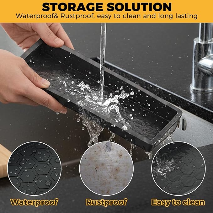 BFONS 30 Inch Silicone Magnetic Stove Top Shelf, Kitchen Shelf Over Stove Spice Rack Apartment Must Haves Kitchen Gadgets for Above Stovetop Seasoning Organization and Storage Thickened 3parts- Black