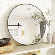 VooBang Black Round Bathroom Mirror, 24 inch Circle Wall Mounted Hanging Mirror with Simple Modern Circular Metal Frame for Hallway, Entryway, Living Room, Black Frame