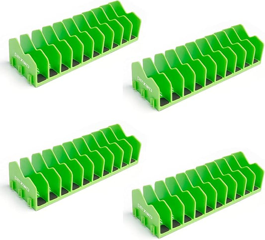Plier Organizer & Rack (4-Pack, High-Vis Green) – 40-Slot Tool Storage for Toolbox Drawers – Non-Slip Rubber Base, Interlocking Modular Holders for Pliers, Cutters & Snips