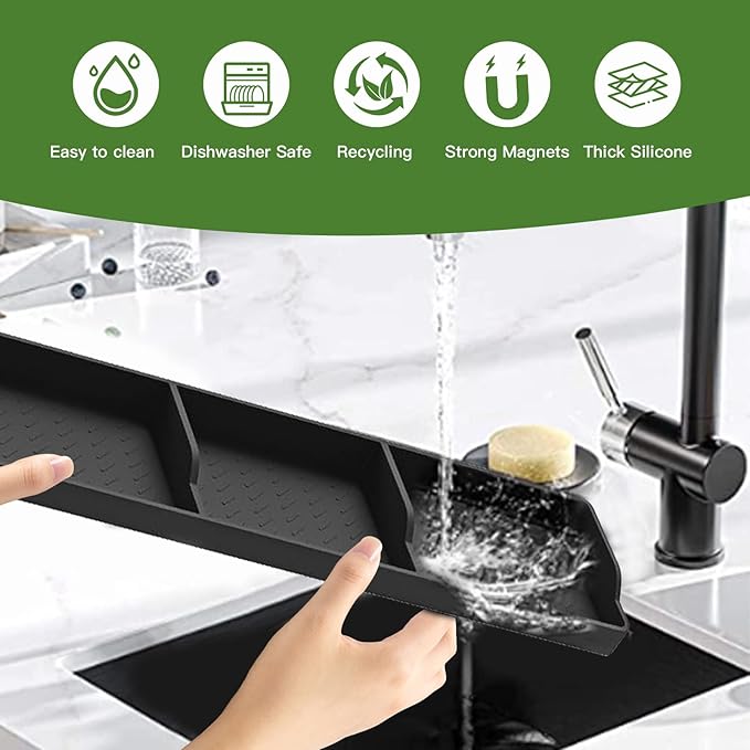 30 Inch Silicone Stove Top Shelf Magnetic for Kitchen, Strong Magnetic Heat Resistant Spice Rack Organizer for Over Stove Oven (Black)