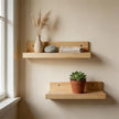 Z metnal Small Decor Shelves, Mini Floating Wooden Display Wall Shelf for Smart Speaker WiFi Collectables, Sauna Shelves, Wood, Wall Mounted, 12 x 5.5inch, 2 Pack