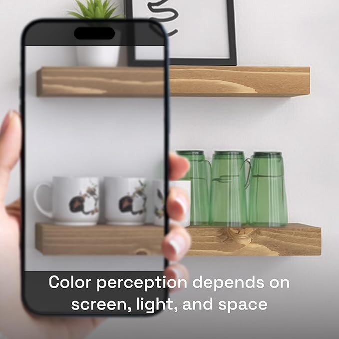 BAOBAB WORKSHOP Natural Wood Floating Shelves for Wall 16 inch - Floating Wall Shelves for Kitchen Bedroom - Wooden Bathroom Shelves - Floating Shelf - Oak Finish, 16" W x 6.7" D x 1.2”H