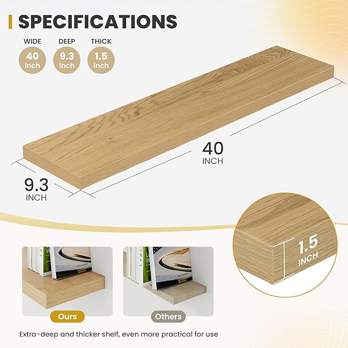 40 Inch Floating Shelves, 9.3