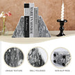Koville Marble Bookends for Shelves, Large Bookends for Heavy Books, Natural Stone Book Stopper for Books CD Movies, Aesthetic Decorative Book Ends (Grey)