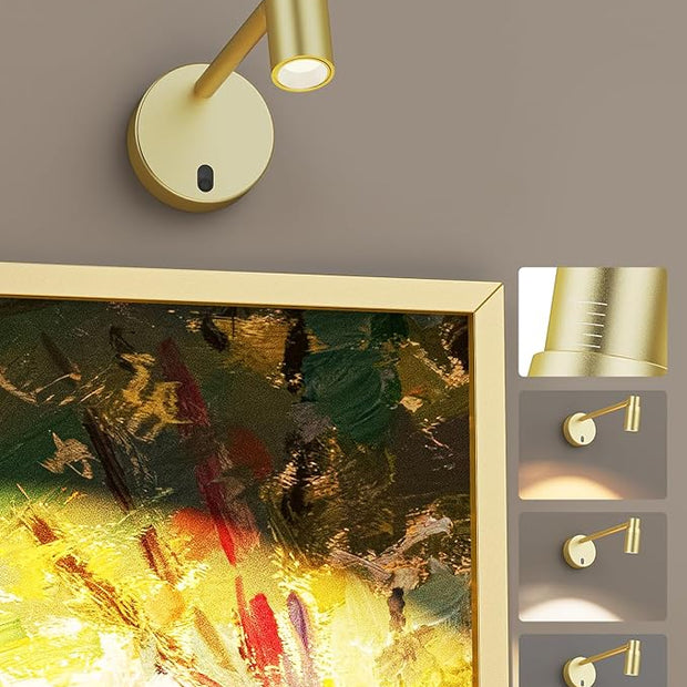 Zoomable Picture Light for Wall, Battery Operated Art Light for Paintings CCT Dimmable Spotlight for Wall Art Wall Light with Remote Control for Living Room Gallery Dartboard Bathroom Light Gold