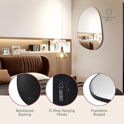 Hamilton Hills Irregular Shaped Wall Mirror - Asymmetrical Accent Mirror - Modern Wall Mounted Mirror - Suitable for Bedroom and Living Room - Frameless Shaped - 33.5" L x 20.5" W