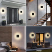 2 Packs LED Wall Light Outdoor Indoor Modern Wall Sconce Mini Wall Sconce Black Modern Outdoor Wall Lights Aluminum Porch Lights Outside Wall Lights for House (Square)
