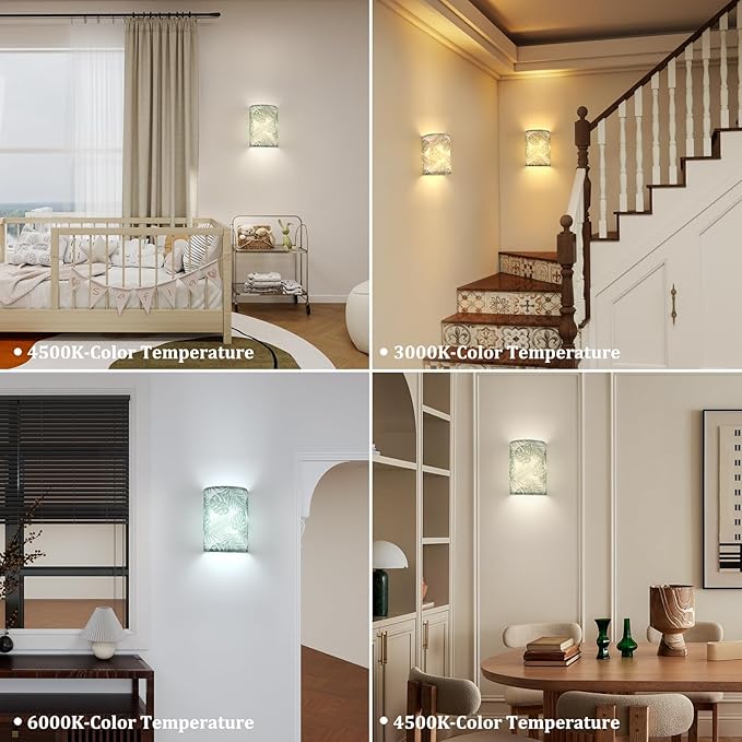 Adhesive Battery Operated Wall Sconce Set of 2, 5000 mAh Battery Rechargeable Bulb with 12 RGB Colors, Stick on Wall Sconce No Drill Wall Lights, Pattern