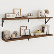 Floating Shelves, 8 Inch Deep Rustic Wood Wall Storage, 36W x 8D Wall Shelves Set of 2, Heavy Duty Metal Brackets, Industrial Book Shelf for Living Room, Kitchen, Bathroom, Bedroom, Brown