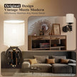 V07-1 Vintage Wall Sconce Light with USB A+C Charging Ports, Hardwired/Plug in Wall Sconces with Dimming Knob and Linen Lampshade, Wall Lights for Bedroom Living Room Kitchen (Bulb Included)