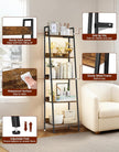 5-Tier Small Ladder Shelf with LED Lights, Touch & Remote Control, 3 Color Temperatures, Dimmable Tall Corner Standing Bookcase, Metal Wood Display Shelf for Living Room, Bedroom