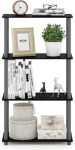 Furinno TURN-N-TUBE Storage Shelves, 4-Tier Toolless Book Shelf, Corner Shelf, Toolless Open Shelves, for Organization and Storage, Living Room, Garage, Home Office, Black