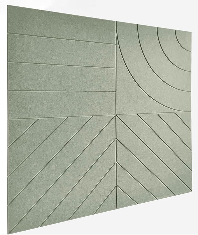 21.65" Large Square Acoustic Panels 4-Pack - Sound Absorbing Wall Panels, Noise Reducing Soundproof Decorative Felt Tiles for Home Office, Studio, Living Room - Sage