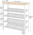 HOOBRO Shoe Rack for Entryway, 5-Tier Shoe Organizer with Adjustable Mesh Shelves, 12-16 Pairs of Shoes, Spacious Floor Mount, Metal, Industrial, Shoe Shelf for Closet, Natural and White WN12XJ01
