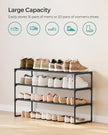 SONGMICS Shoe Rack, 3-Tier Shoe Organizer, Metal Storage Shelf, Upright or Upside Down, for 16-20 Pairs, Stackable, for Entryway, 11.8 x 36.2 x 21.7 Inches, Black ULSA303B02