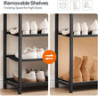 HOOBRO Shoe Rack, 4 Tier Shoe Storage Organizer with 2 Non-Woven Drawers, 9-12 Pairs of Shoes for Entryway, Shoe Shelf with 3 Oxford Fabric Shelves and Wooden Top, Closet, Rustic Brown BF77XJ01