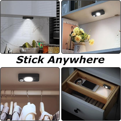 LED Motion Sensor Puck Lights, Rechargeable Cabinet Lights, Stick on Wireless LED Night Light for Closet, Drawer, Shelf, Under Cabinet, Daylight White 6Pack, USB Charging Cord Included