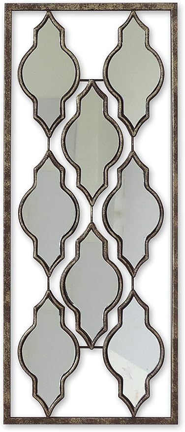 All American Collection New Aluminum/Metal Wall Decor with Frame 10"x24" (Moroccan Mirrors)