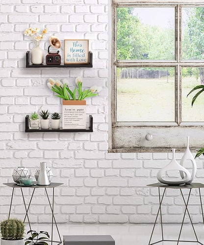 Gneric Floating Shelves for Wall, Black Nursery Book Shelves, 15.7 inch Kids Bookshelf, Wall Shelves for Living Room Bedroom Decor,Kitchen Spice Rack,Bathroom Storage Rack(2 Pack)