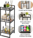 BYFU 3 Tier Bathroom Storage Open Shelf, Freestanding Metal Corner Storage Rack Shelving Unit for Bathroom Kitchen Living Room Hallway, Grey