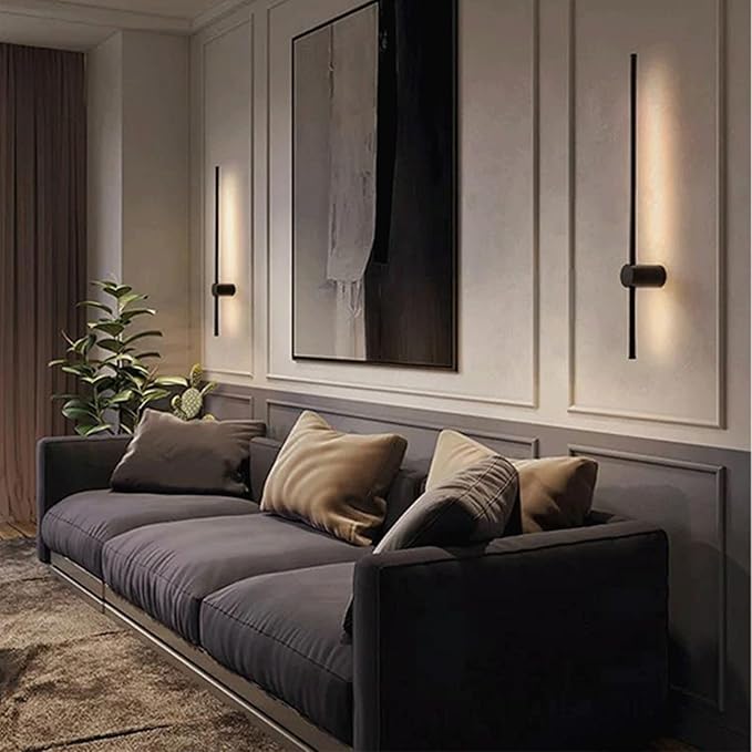 Minimalist Black LED Wall Light - 3-Color Adjustable Sconce for Bedroom & Living Room - 350° Rotatable Aluminium Design (100cm)(Black,80cm)