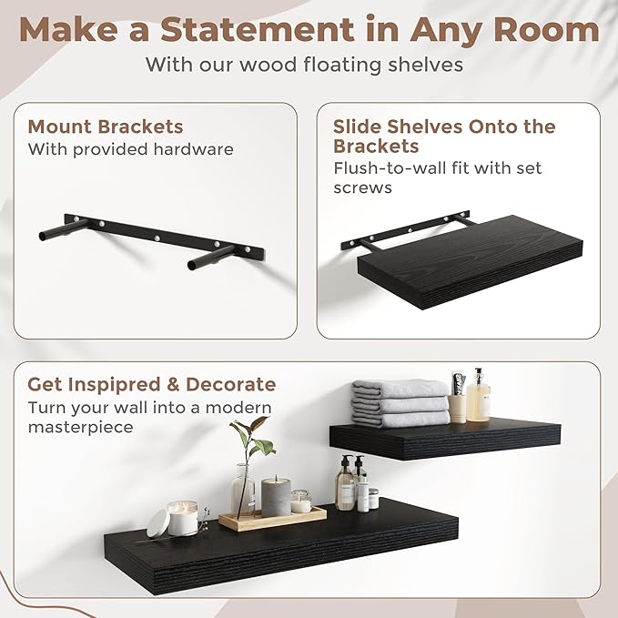 30 Inch Floating Shelves for Wall Set of 2, 12