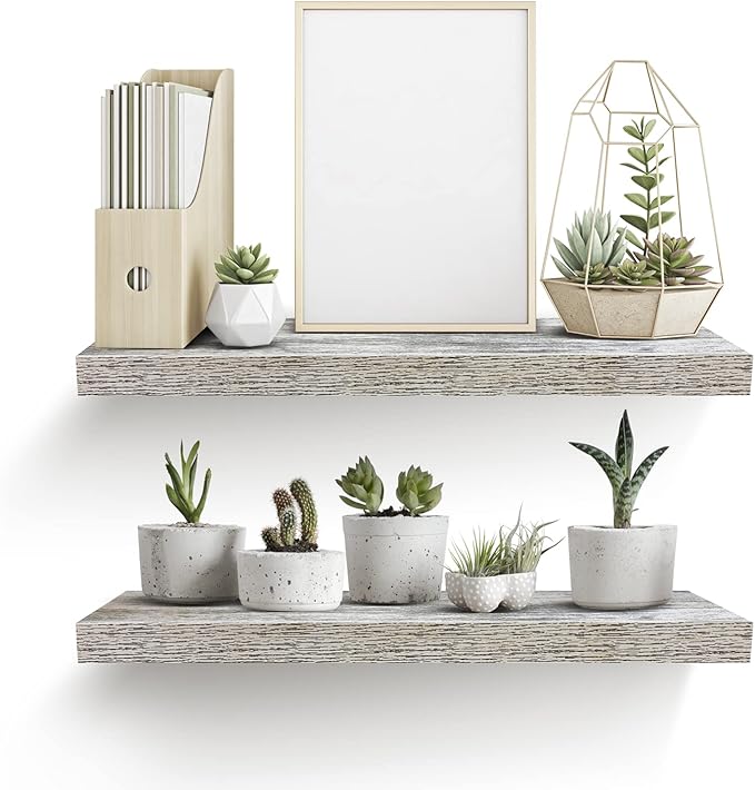 Sorbus Floating Shelves - 2 Pack 24 X 9 Inch Rustic Blue Wall Shelves for Bedroom, Kitchen, Living Room, Bathroom Shelves, Home Decor - Extra Long Floating Shelf for Trophy, Books Frames, Toilet Paper