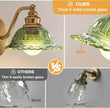 Redluck Battery Operated Wall Sconce with Remote Control, Vintage Green Glass Wireless Wall sconces Set of Two, Rechargeable Battery Powered Wall Lamp for Bedside Bedroom Living Room Hallway Decor