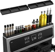 30 Inch Silicone Stove Top Shelf Magnetic for Kitchen, Strong Magnetic Heat Resistant Spice Rack Organizer for Over Stove Oven (Black)