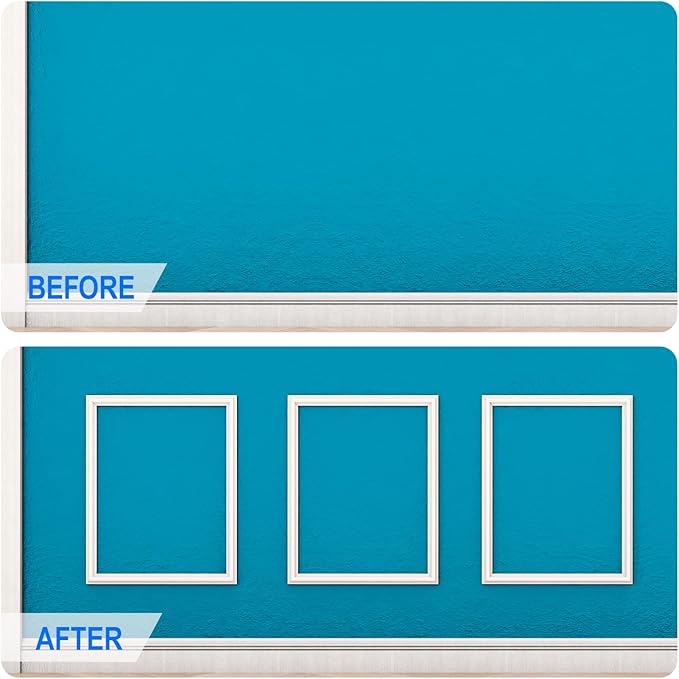 COUKIU Pre-Cut 3 Set Peel and Stick Wall Molding Trim Kit, 16" x24" Premade Wainscoting Panels, Self Adhesive Moulding Panel for Interior Walls Picture Frame