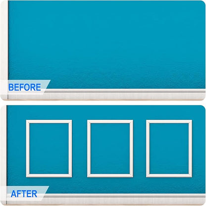 COUKIU Pre-Cut 3 Set Peel and Stick Wall Molding Trim Kit, 16" x24" Premade Wainscoting Panels, Self Adhesive Moulding Panel for Interior Walls Picture Frame