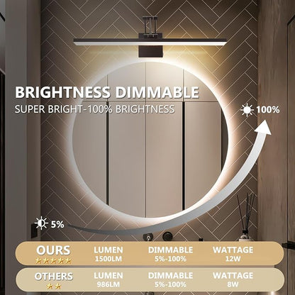 Picture Light for Wall 24" Cordless Lamp 270°Rotation Vanity Light Bar for Bathroom Over Mirror,3CCT Dimmable Art Light Led Wall Sconces for Poster,Room,Make Up,Hallway(Matte Black)