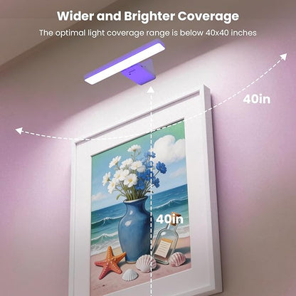 Picture Lights for Wall Battery Operated White Wireless Art Light for Paintings, Rechargeable Display Lighting for Picture with Remote Control, RGB Poster Lights for Gallery, Frame, Portraits, 2 Pack