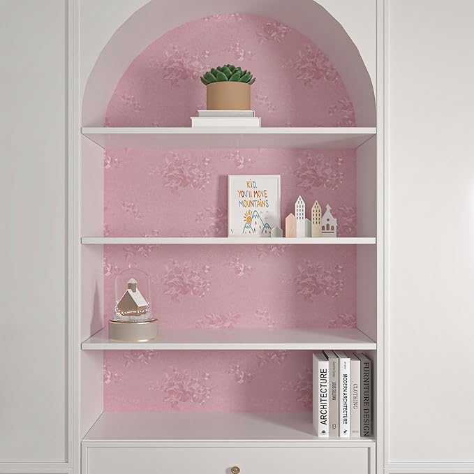 CHIHUT Pink Floral Wallpaper Stick and Peel 12