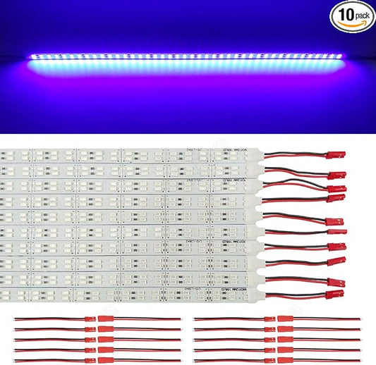 ICIH Under Cabinet LED Lighting 10Pack Rigid DC 12V LED Light Strip Light Super Bright Led Bar - Blue SMD5630 9W 84LED Double Row 0.5m/20in for Kitchen,Counter,Shelf,Showcase