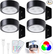 4 Pack Wireless Picture Lights for Wall, Magnetic Black Picture Light Battery Operated with Remote, Dimmable Painting Light for Art Display, RGB Rechargeable Wall Lights for Photo Frame Gallery