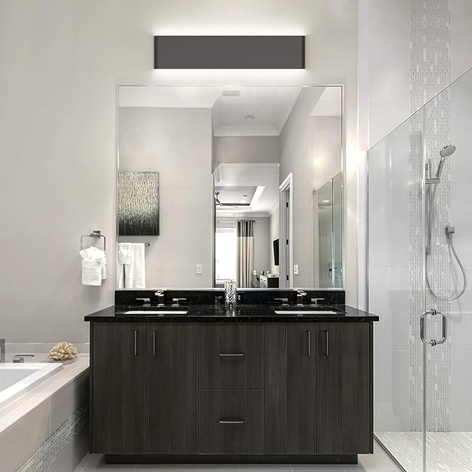 Aipsun 24in/20W Matte Black Modern Vanity Light Up and Down LED Vanity Light for Bathroom Wall Lighting Fixtures (Cool White 5000K)