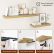 Vivelove 12 Inch Deep Floating Shelves 24 inch Long, 24 x 12 Wide Display Shelves with Invisible Brackets, Shelf for Bedroom Bathroom Living Room Office Home, Modern Shelf Set of 2, Oak