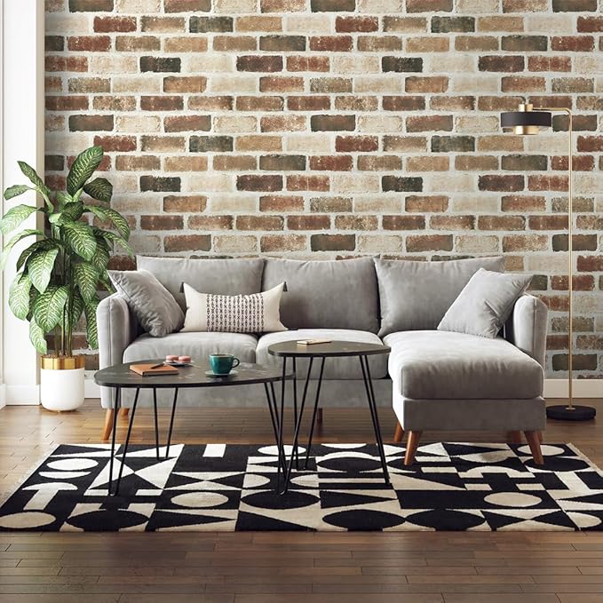 Timeet Vintage Brick Wallpaper Peel and Stick Wallpaper for Bedroom 17.5 "x 197" Brown Stone Wallpaper Self Adhesive Removable Wallpaper for Fireplace Laundry Living Room Accent Walls