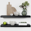 Homeforia Black Floating Shelves 30 inches Long, High End Solid Real Wood 30 inch Floating Shelf for Wall Mounted, Black Wooden 30in Floating Shelves, Heavy Duty Bracket, 30 X 6.5 X 1.75 in, Set of 4