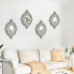 ZEXUIRU Set of 4 Wooden Rustic Wall Mirror Vintage Style Decorative Entry Mirror Farmhouse Wall Decoration for Living Room Bedroom Bathroom Kitchen