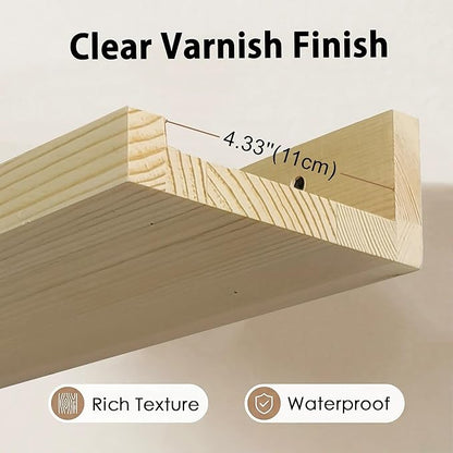 Z metnal Small Decor Shelves, Mini Floating Wooden Display Wall Shelf for Smart Speaker WiFi Collectables, Sauna Shelves, Wood, Wall Mounted, 12 x 5.5inch, 2 Pack