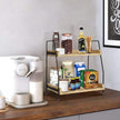 Yusepure Coffee Bar Accessories and Organizer Countertop, Coffee Station Organizer Kitchen Counter Shelf Organizer,Coffee Condiment Storage,Cup Lid Holder Countertop Shelf for Bathroom (Brown)