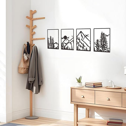 DICYWUDI Black Metal 47.24 x 15.7 inch Mountain Wall Decor – Minimalist Wall Art for or Indoor Kitchen Bathroom Bedroom Living Room Dining Room